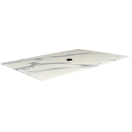 Holland Bar Stool Co 32 x 48 White Marble, IndoorOutdoor AllSeason EuroSlim Table Top with Umbrella Hole by the  Co ODS3248WMU